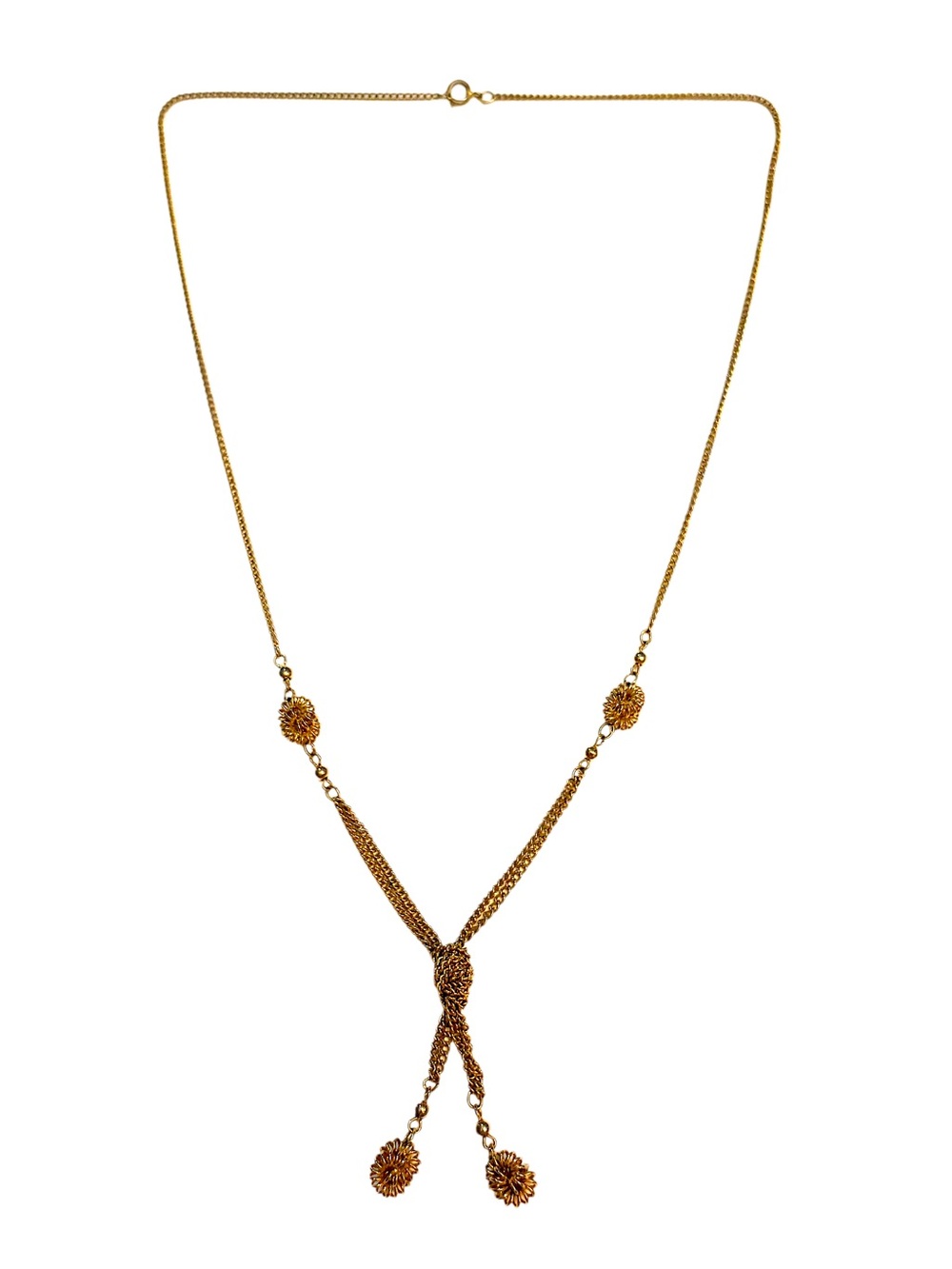 Vintage Gold Floral Tassel Y-Necklace